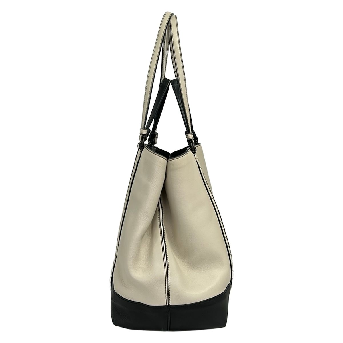 Bottega Veneta Tote Artic Cement Nappa Bicolor Corso White Black 2-Way Leather — view 4