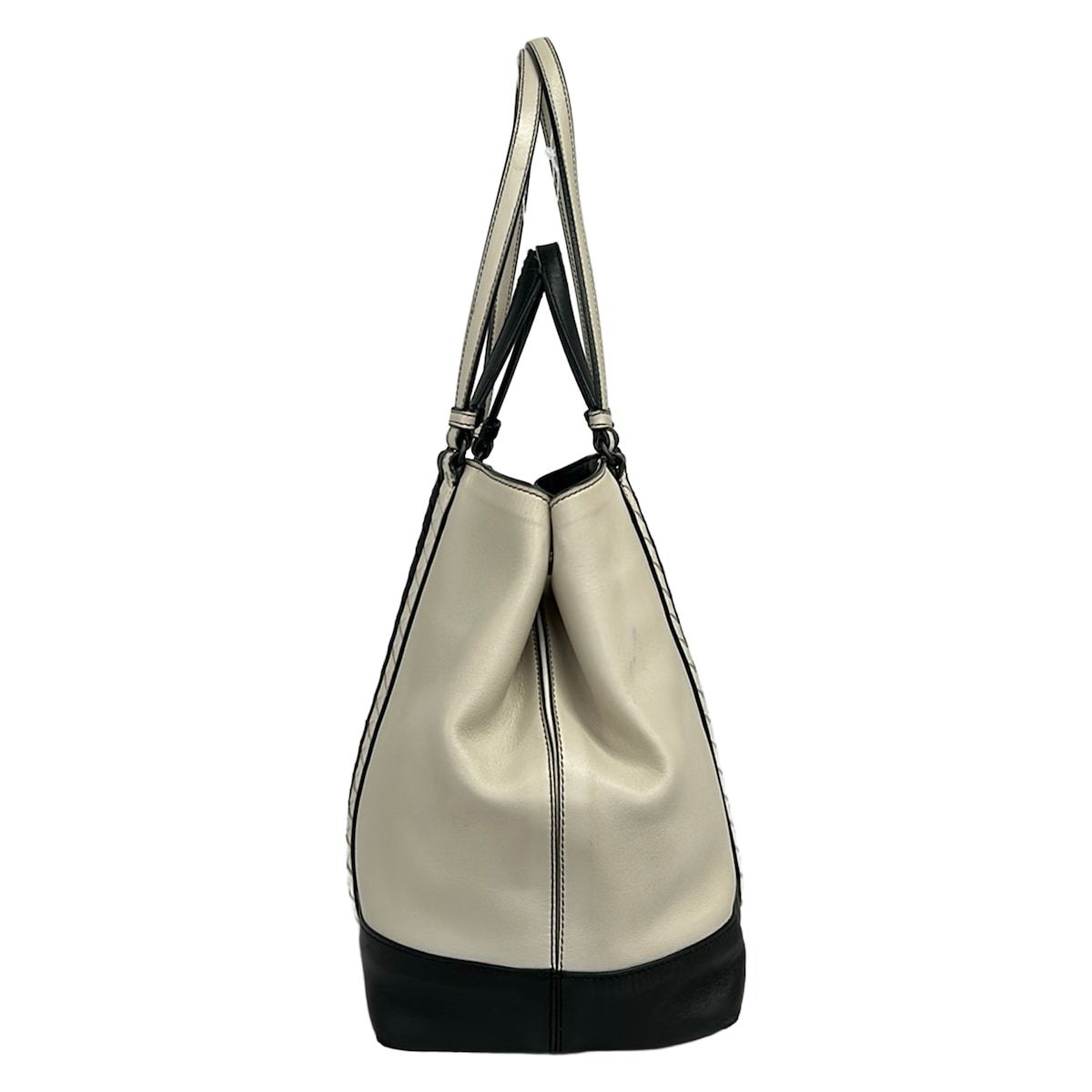 Bottega Veneta Tote Artic Cement Nappa Bicolor Corso White Black 2-Way Leather — view 2