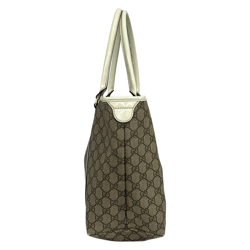 Gucci Tote GG Plus Supreme Beige Dark Brown Ivory Leather — view 4