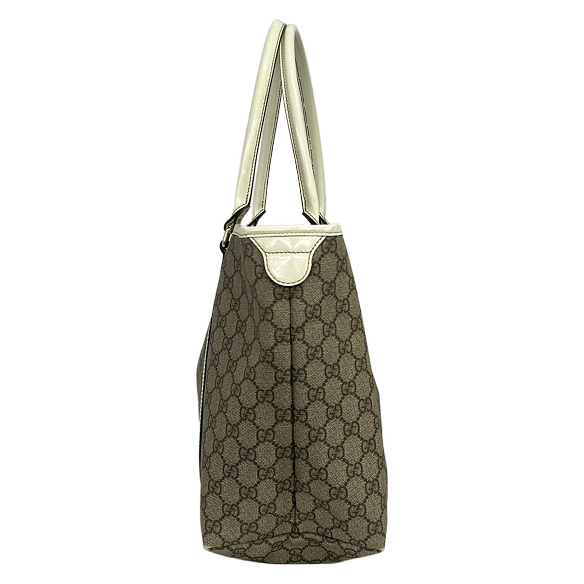 Gucci Tote GG Plus Supreme Beige Dark Brown Ivory Leather — view 4