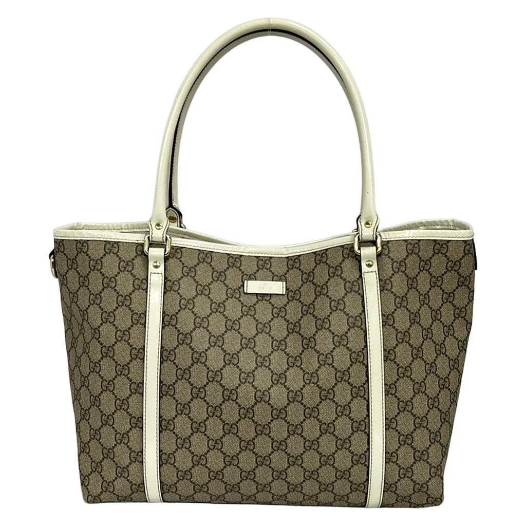 Gucci Tote GG Plus Supreme Beige Dark Brown Ivory Leather