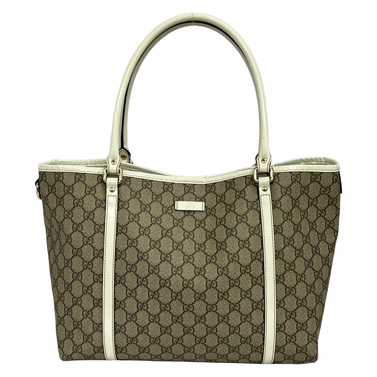 Gucci Tote GG Plus Supreme Beige Dark Brown Ivory Leather