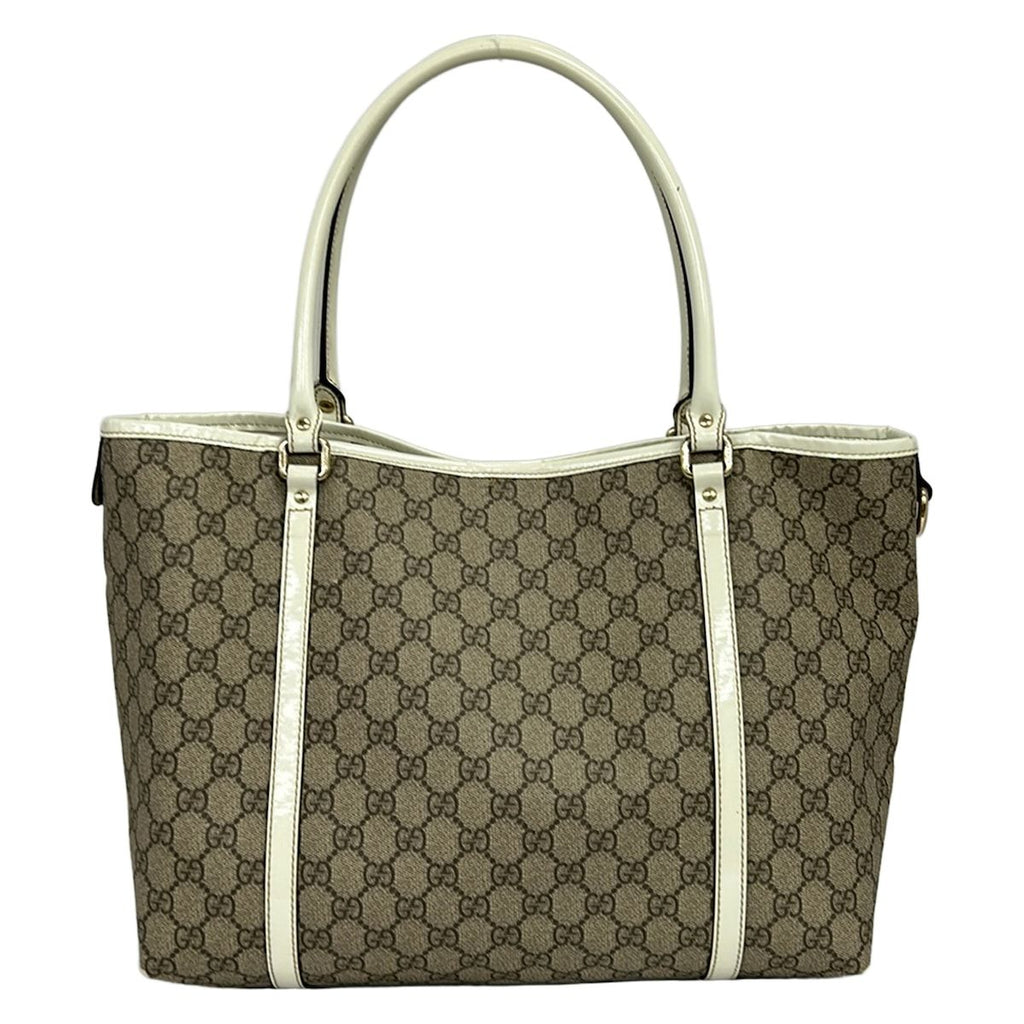 Gucci Tote GG Plus Supreme Beige Dark Brown Ivory Leather — view 3