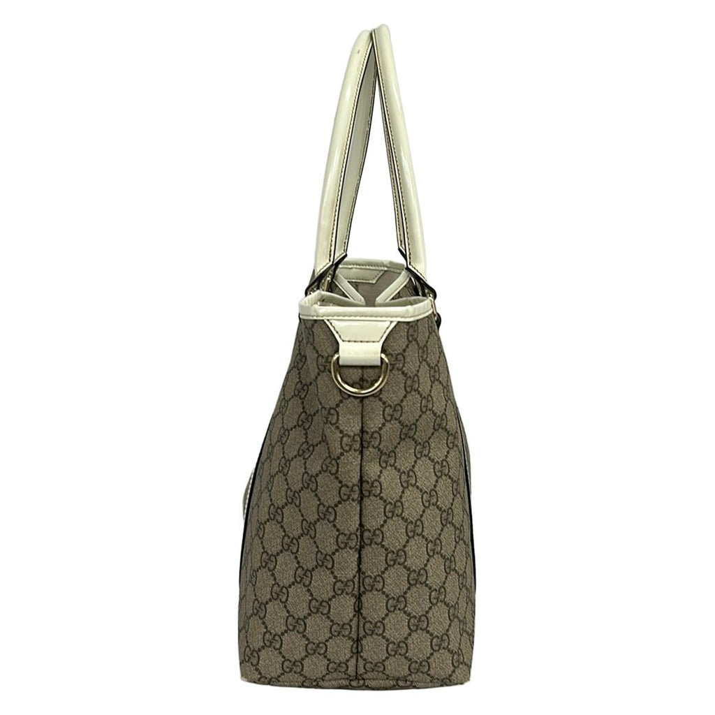 Gucci Tote GG Plus Supreme Beige Dark Brown Ivory Leather — view 2