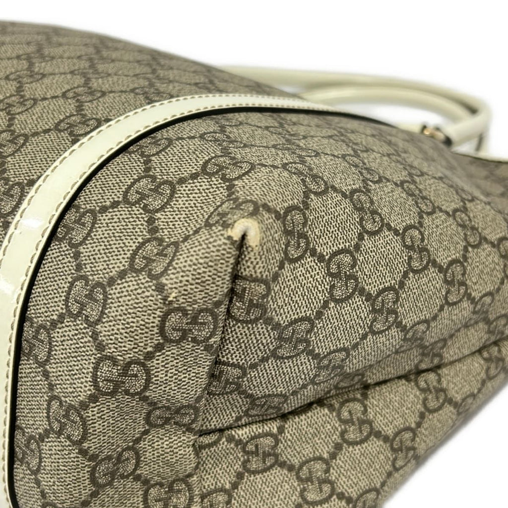 Gucci Tote GG Plus Supreme Beige Dark Brown Ivory Leather — view 6