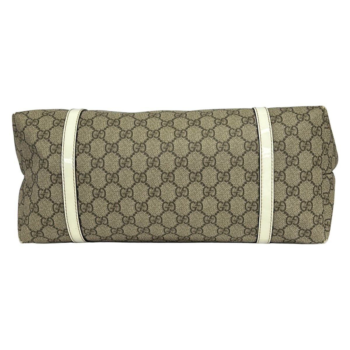 Gucci Tote GG Plus Supreme Beige Dark Brown Ivory Leather — view 5