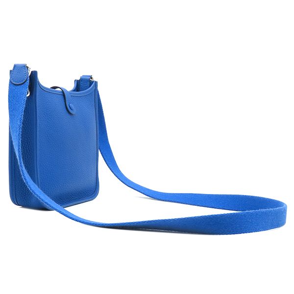 Hermes Shoulder Bag Evelyne TPM 16 Taurillon Clemence Blue Zelige Silver — view 2
