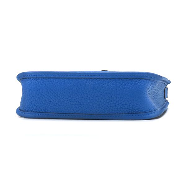 Hermes Shoulder Bag Evelyne TPM 16 Taurillon Clemence Blue Zelige Silver — view 3