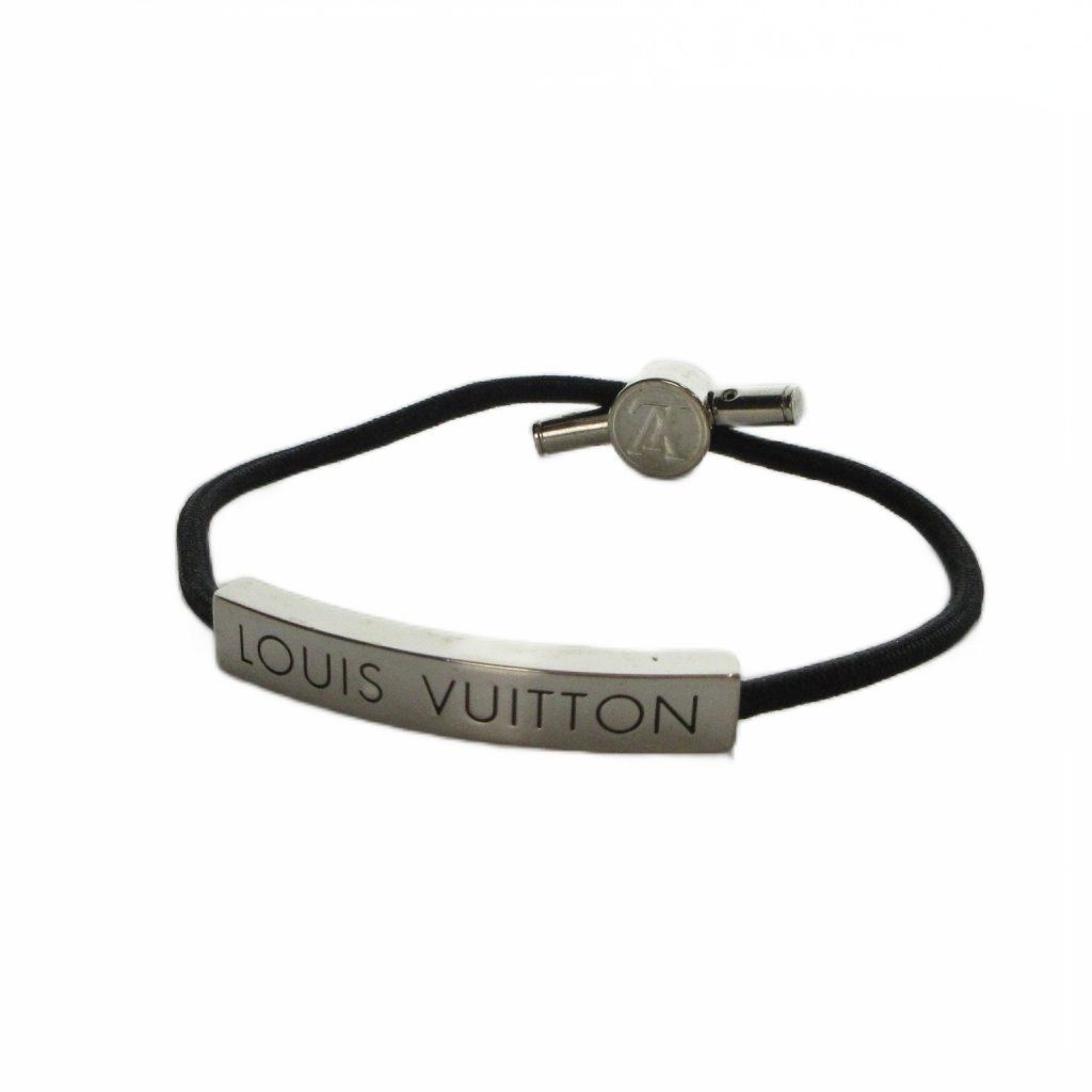 Louis Vuitton Bracelet LV Space Bangle Logo Silver Color Black
