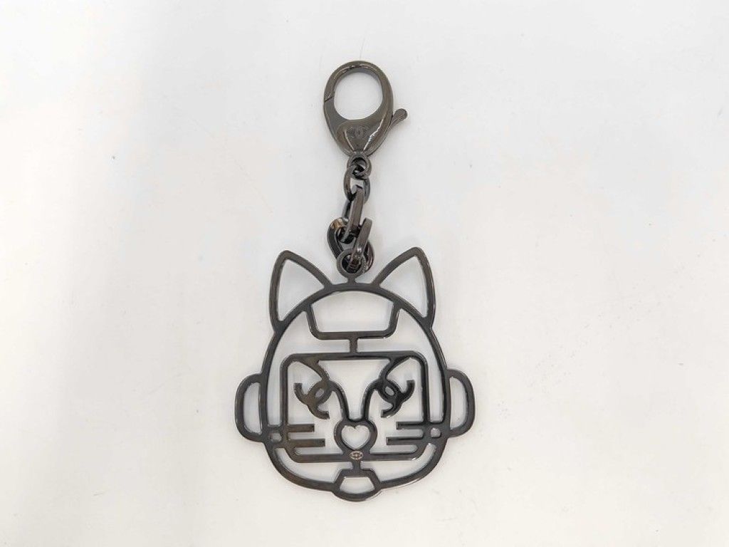 Chanel Key Holder Cat Robot Blue Gunmetal Metal