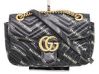 Gucci Shoulder Bag Hacker Project GG Marmont Black Leather Collaboration