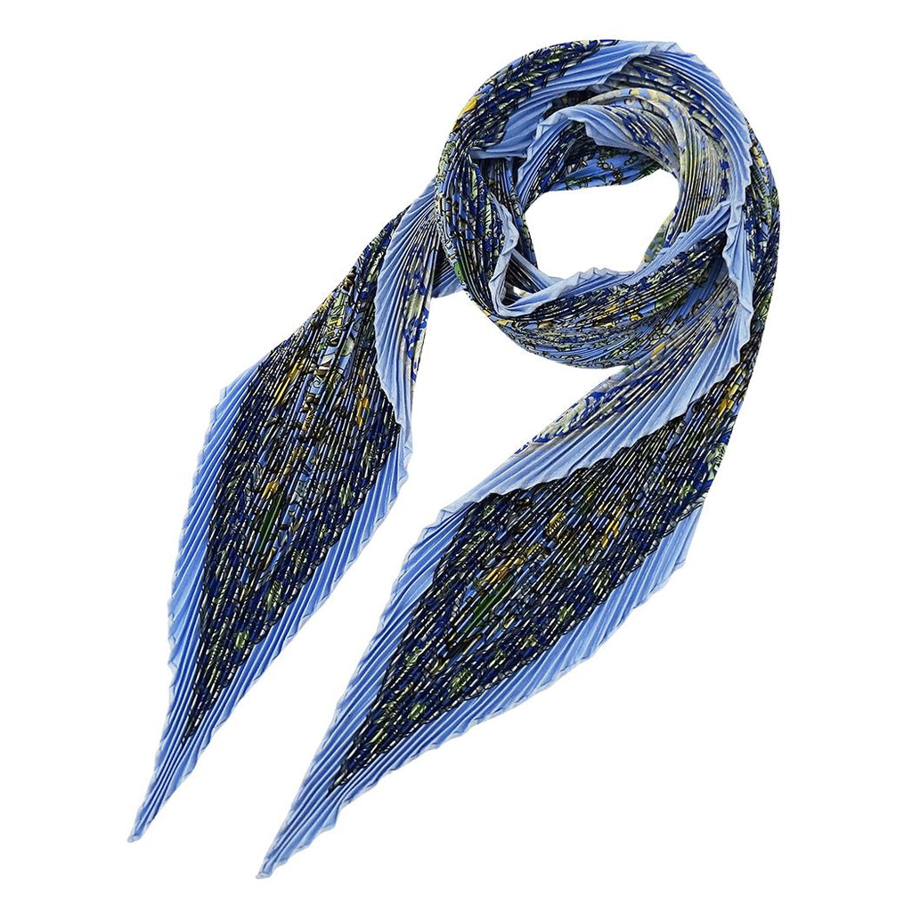 Hermes Scarf Pleated Carre Chasse en Inde Indian Hunting Silk Blue