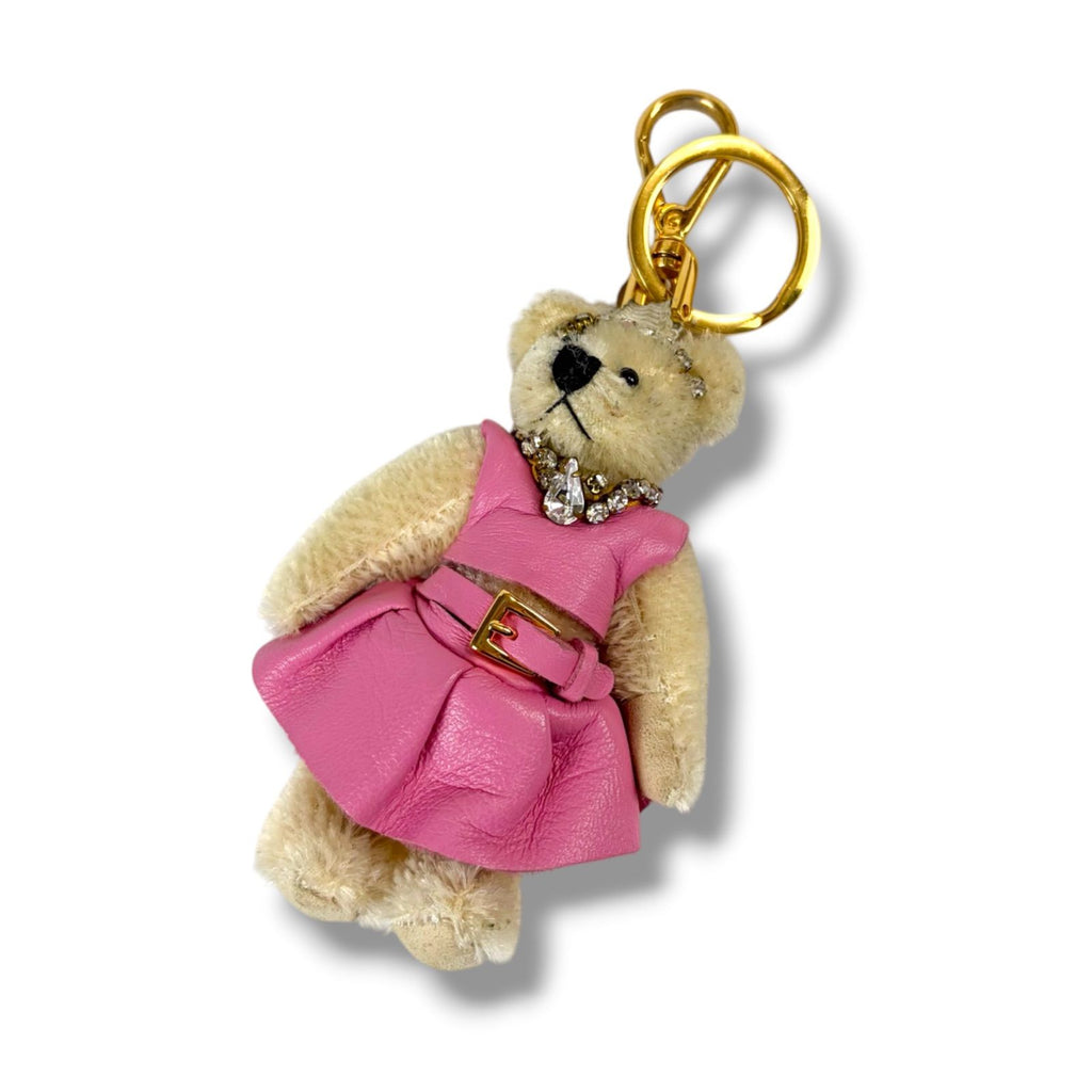 Prada Teddy Metal Ring Bear Key Sling Bag Charm Key Holder Pink Bijou