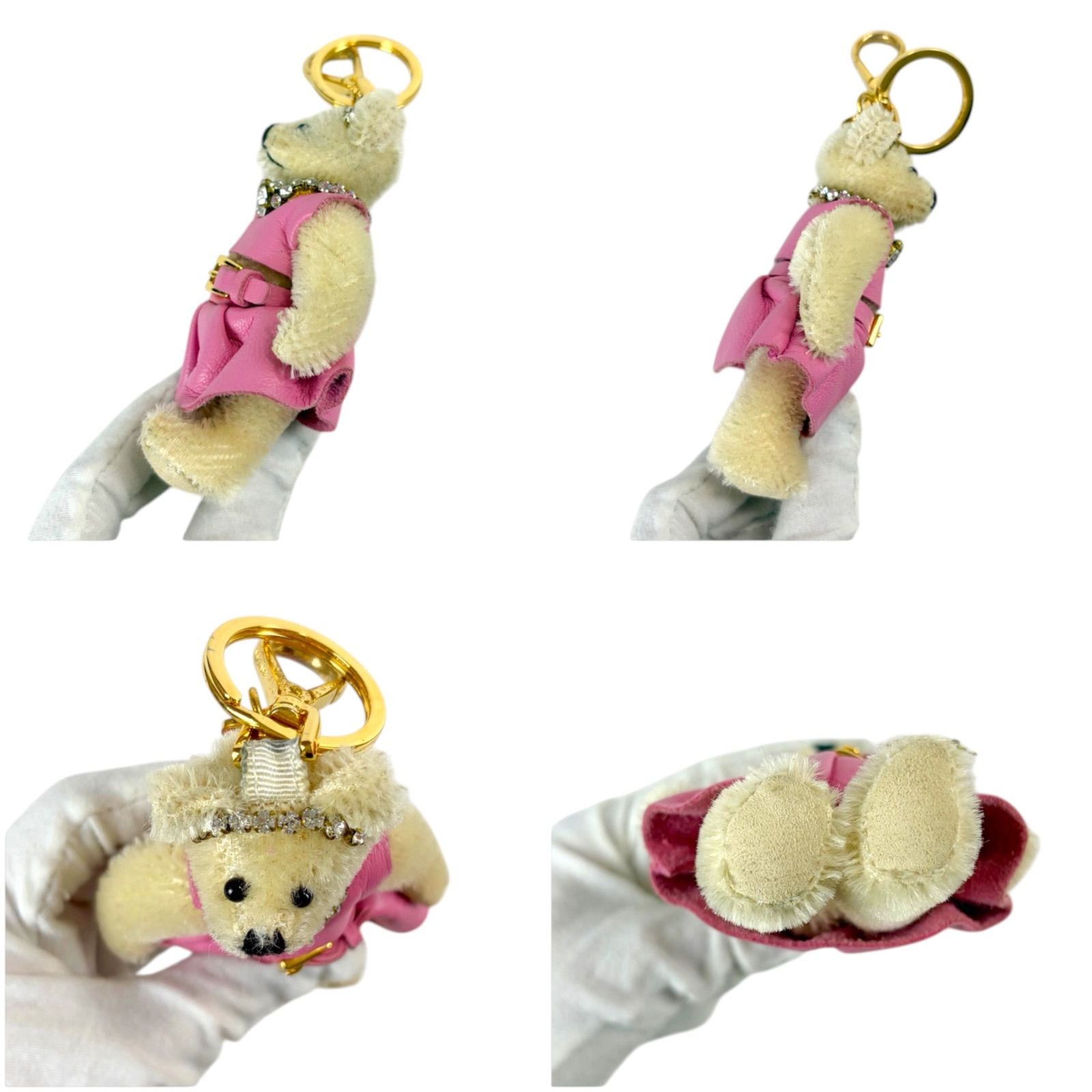 Prada Teddy Metal Ring Bear Key Sling Bag Charm Key Holder Pink Bijou — view 6