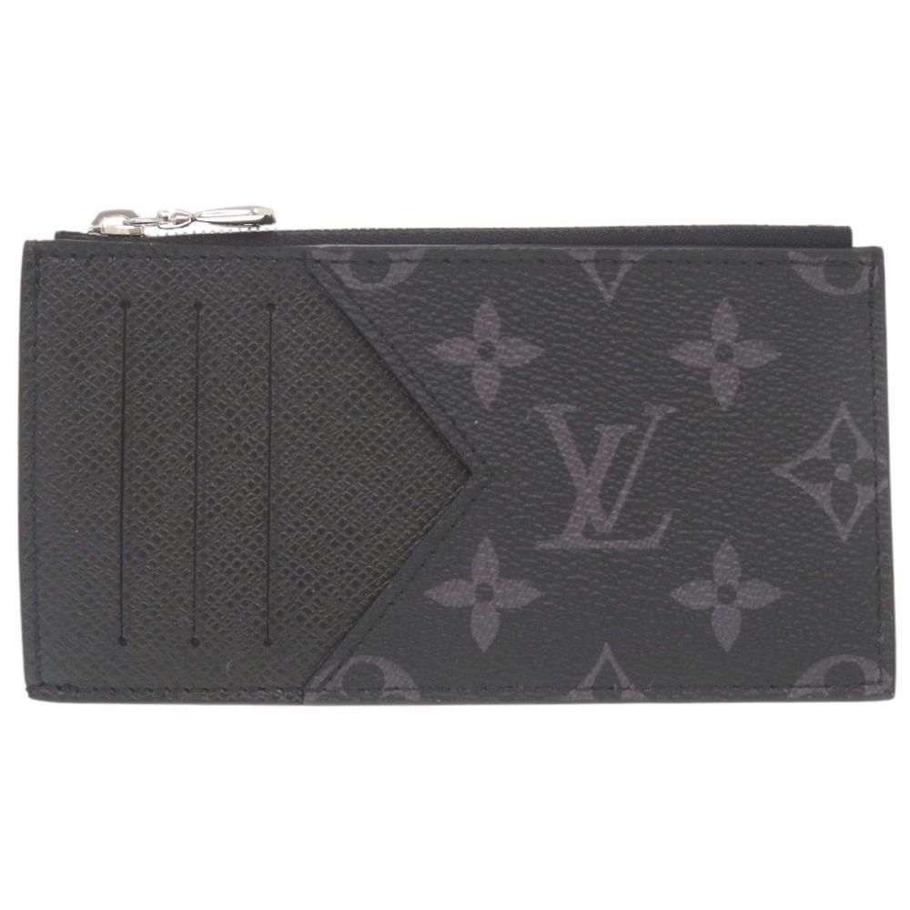 Louis Vuitton Coin Card Holder Taigarama Monogram Eclipse Taiga IC Black Case