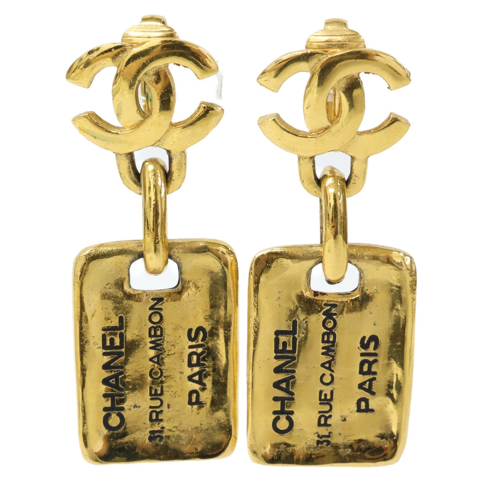 Chanel CC Logo Cambon Plate Earring