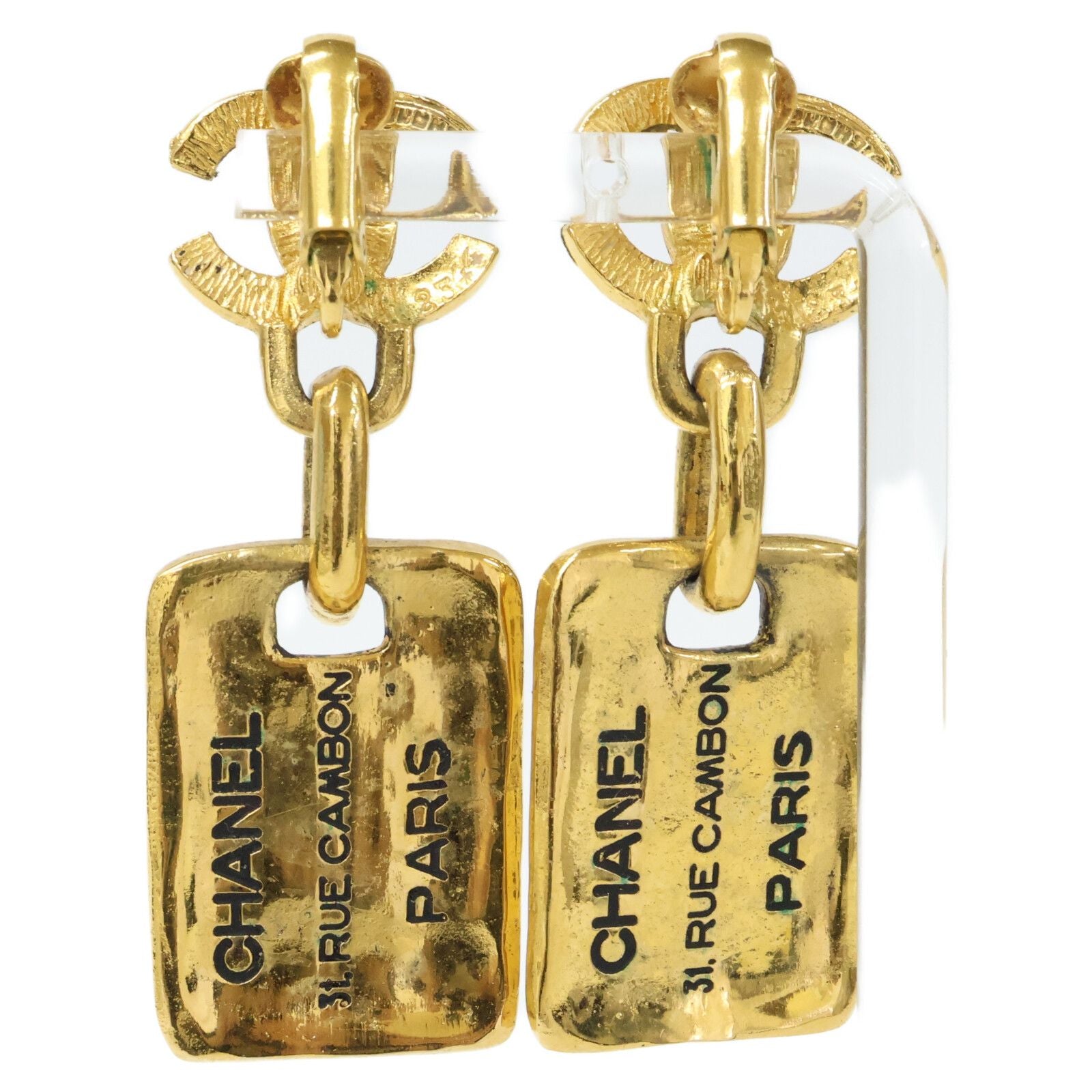 Chanel CC Logo Cambon Plate Earring — view 3
