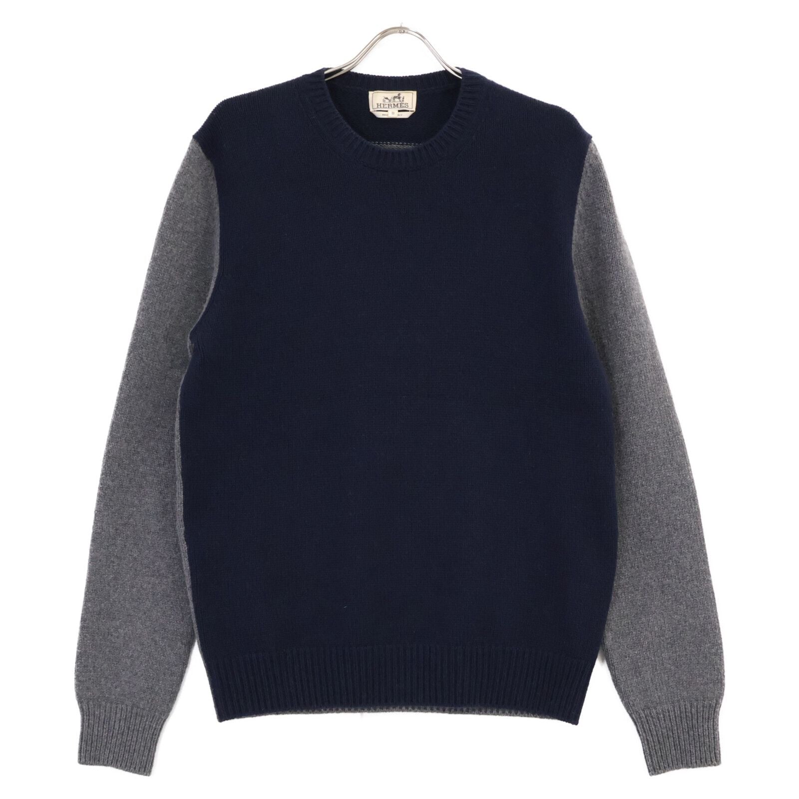 Hermes Navy Bicolor Cashmere Cotton Sweater