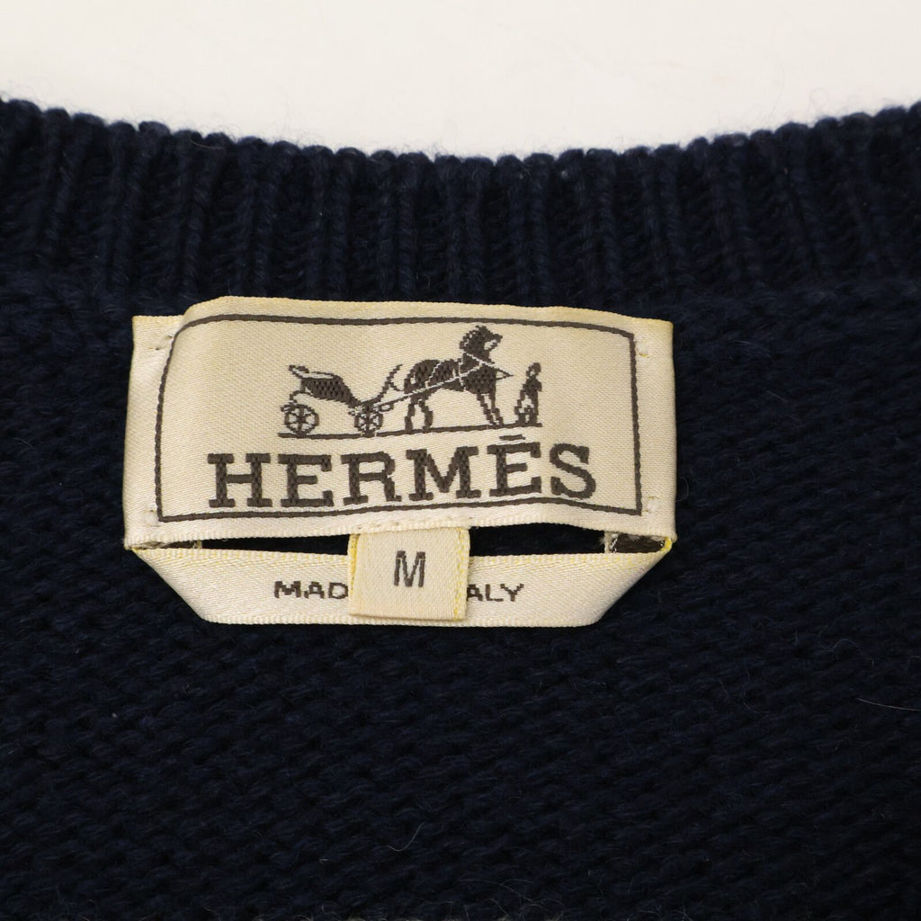 Hermes Navy Bicolor Cashmere Cotton Sweater — view 3