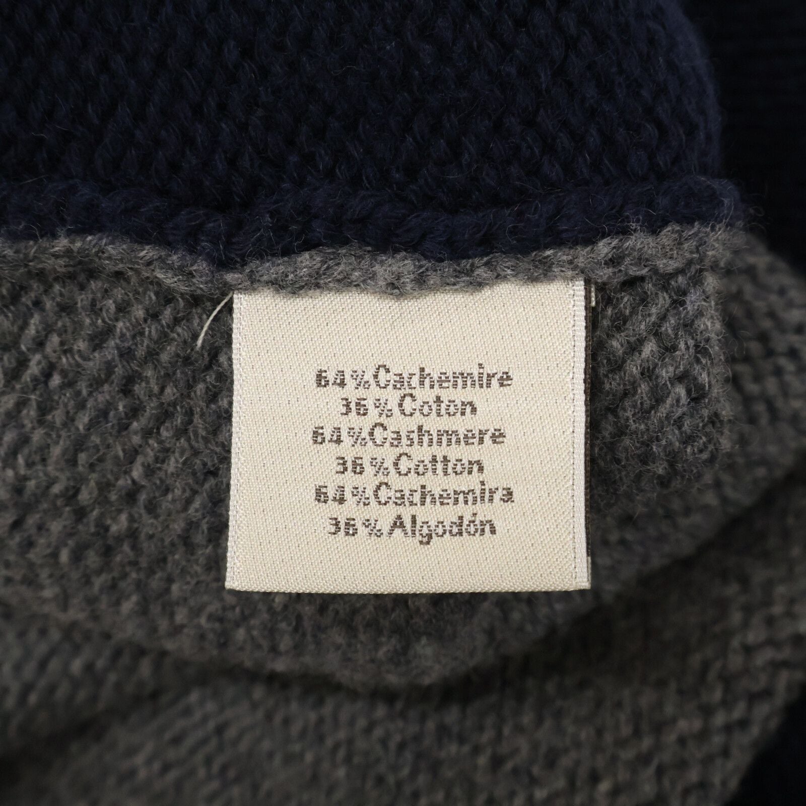 Hermes Navy Bicolor Cashmere Cotton Sweater — view 4