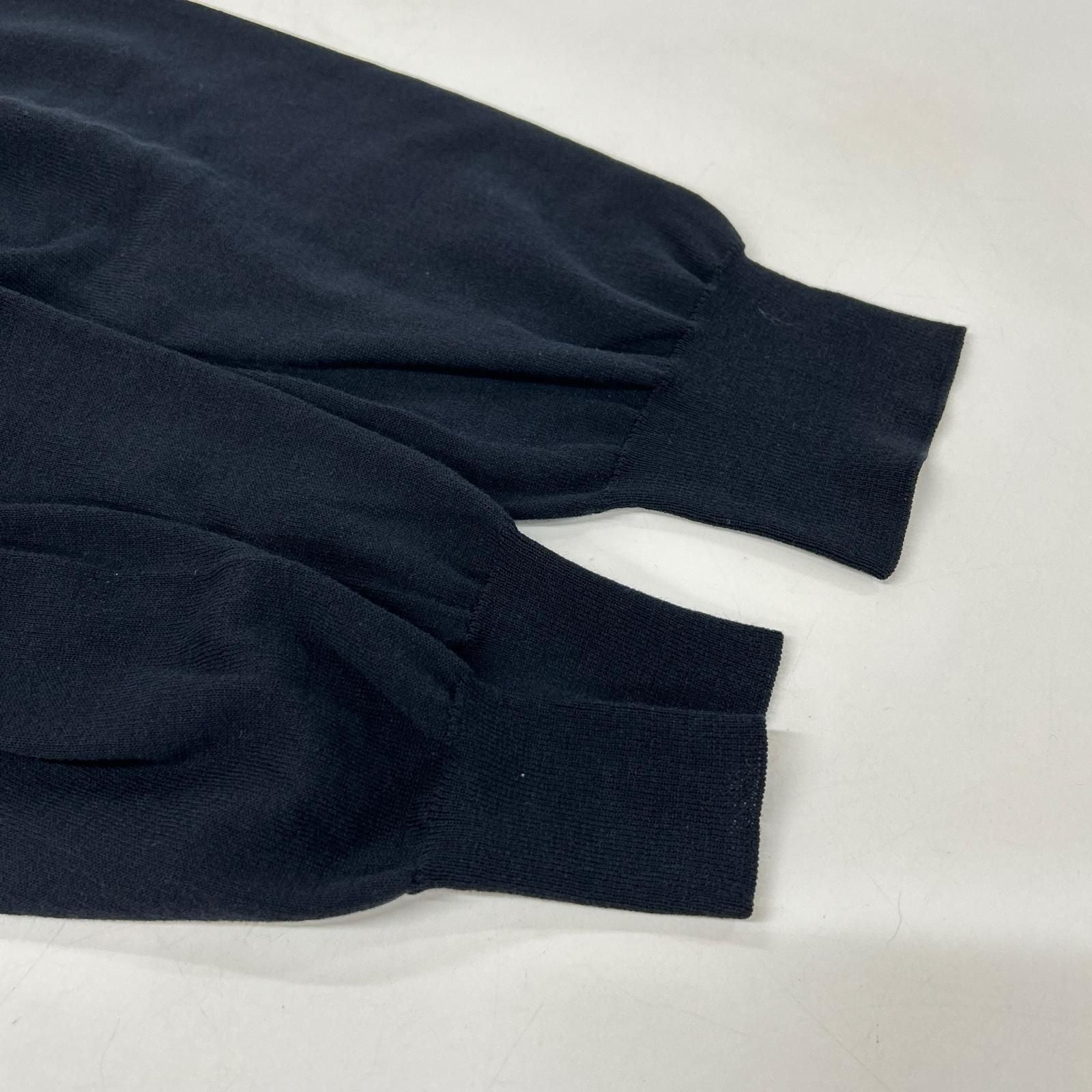 Hermes Navy Allover Knit Cotton Zip Top XL Sweater — view 7