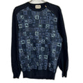 Hermes Navy Allover Knit Cotton Zip Top XL Sweater