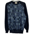 Hermes Navy Allover Knit Cotton Zip Top XL Sweater