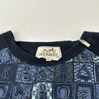 Hermes Navy Allover Knit Cotton Zip Top XL Sweater — view 3