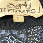 Hermes Navy Allover Knit Cotton Zip Top XL Sweater — view 4