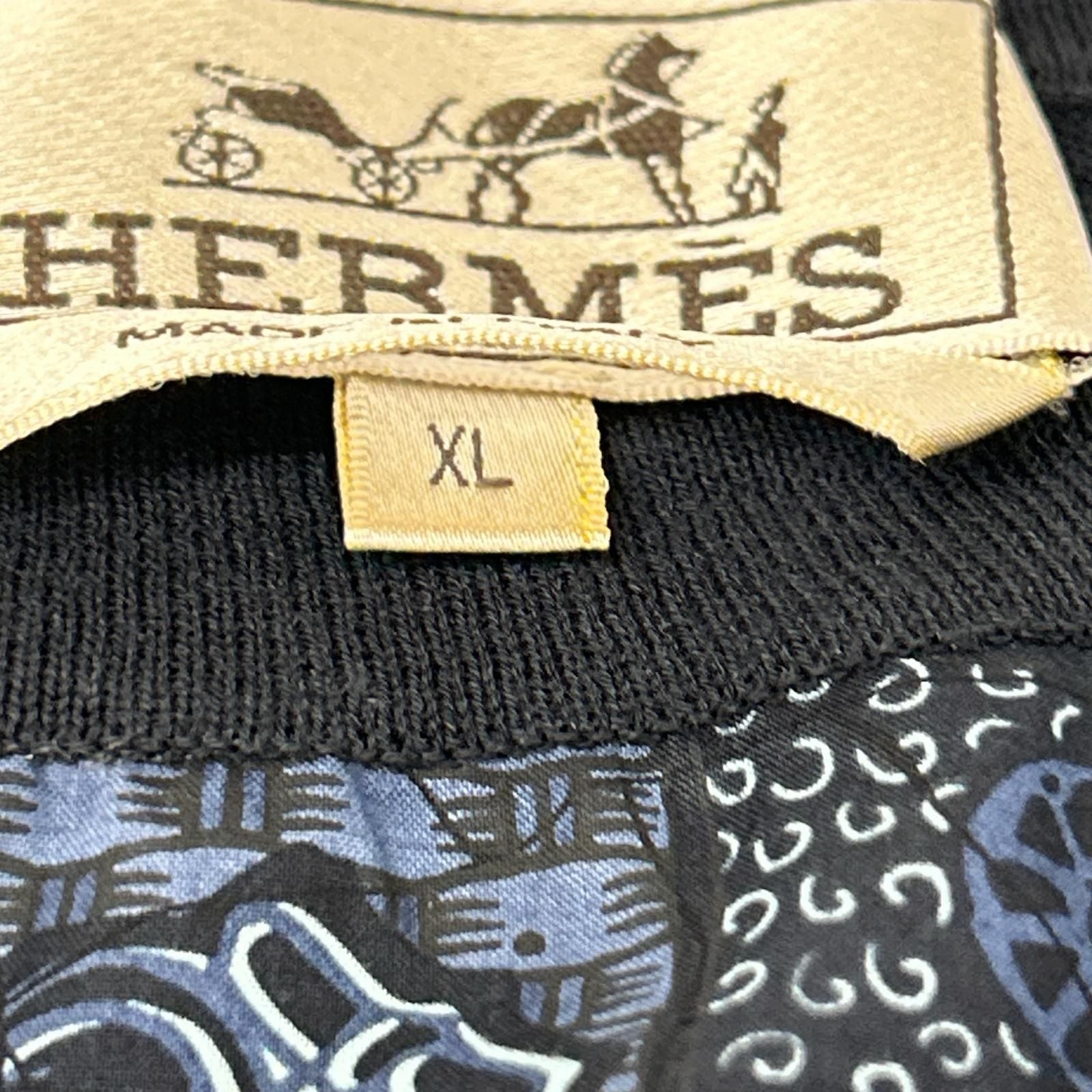 Hermes Navy Allover Knit Cotton Zip Top XL Sweater — view 4