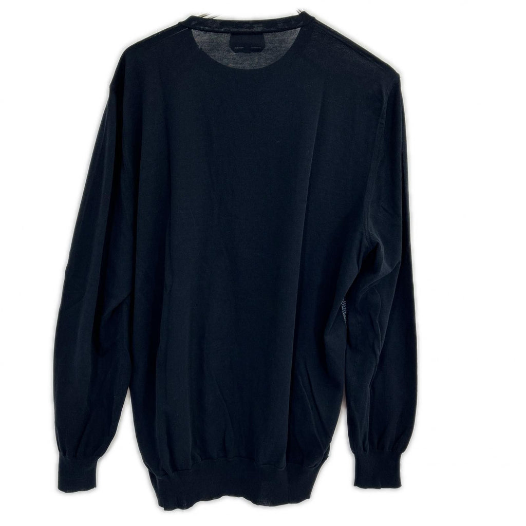 Hermes Navy Allover Knit Cotton Zip Top XL Sweater — view 2