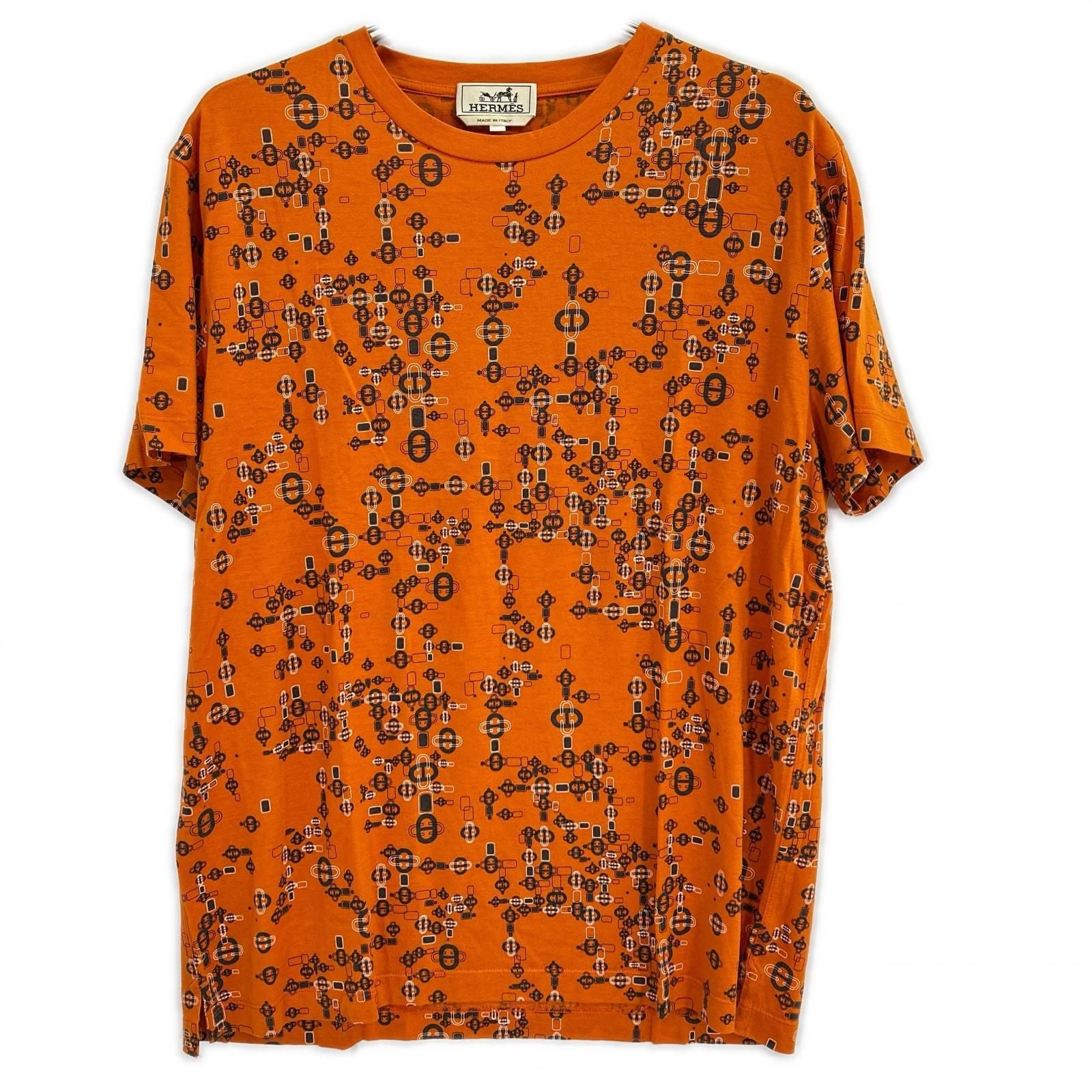 Hermes Orange Chaine D'ancre Pattern Cotton T-Shirt XL