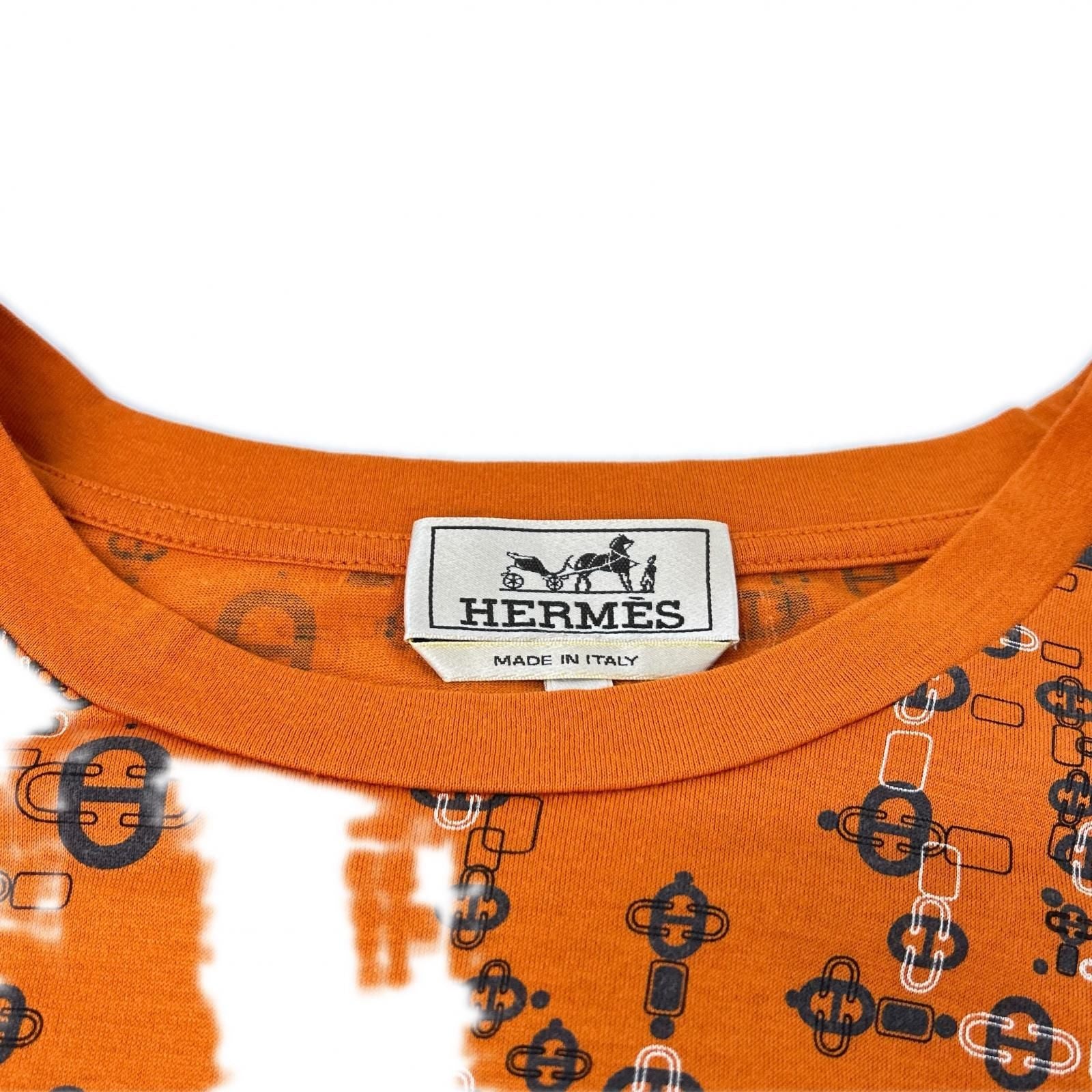 Hermes Orange Chaine D'ancre Pattern Cotton T-Shirt XL — view 3