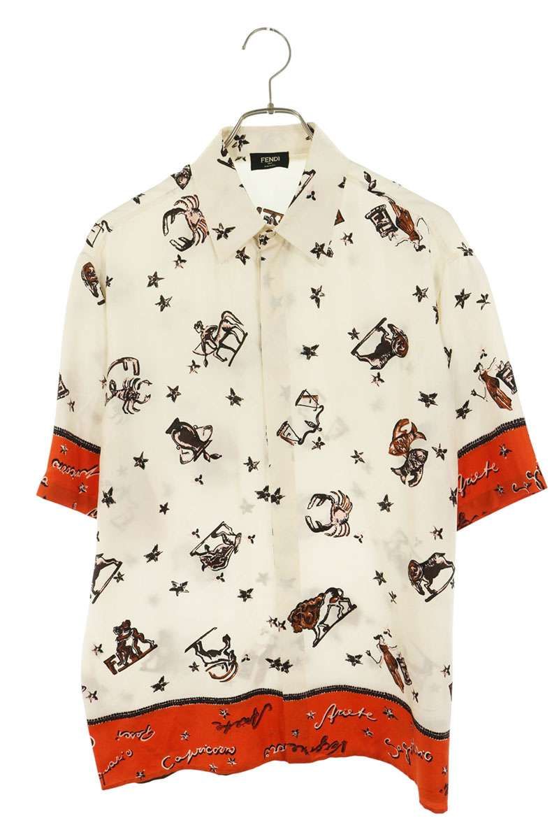 Fendi Silk Allover Pattern Short Sleeve Shirt 39