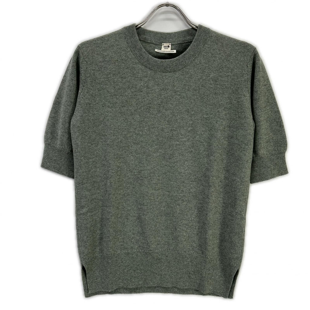 Hermes Era Green Cashmere Short Sleeve Knit 40 Sweater