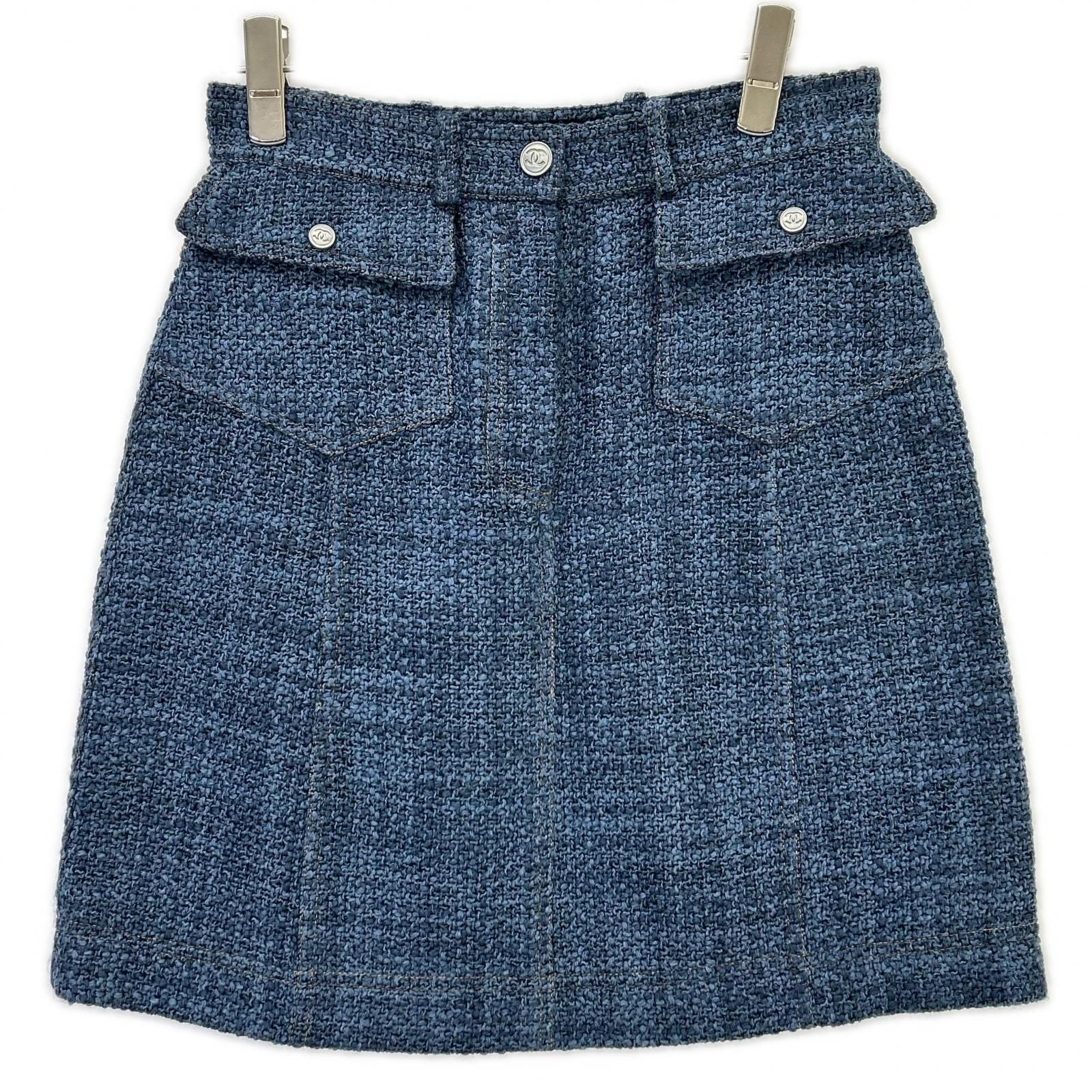 Chanel Denim Tweed Skirt 36
