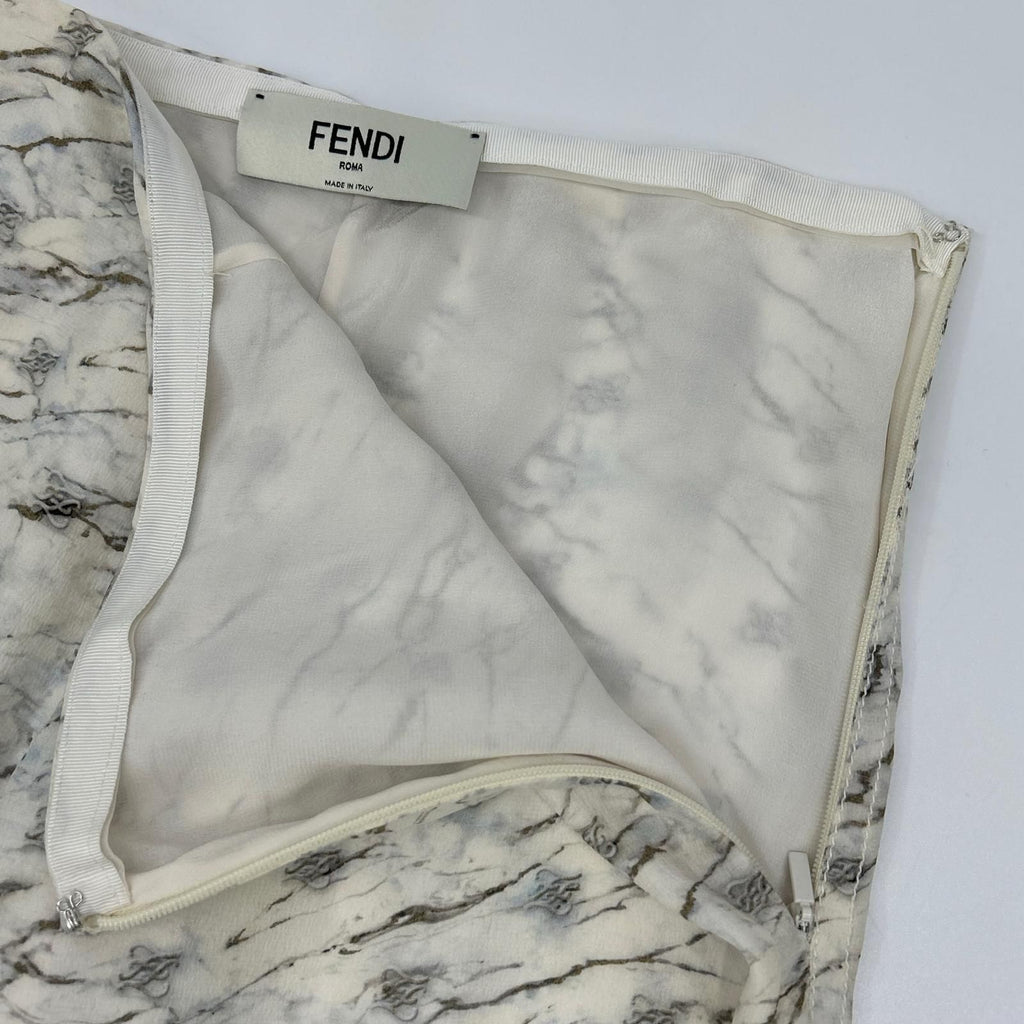Fendi Logo Silk Flare Skirt 38 — view 8