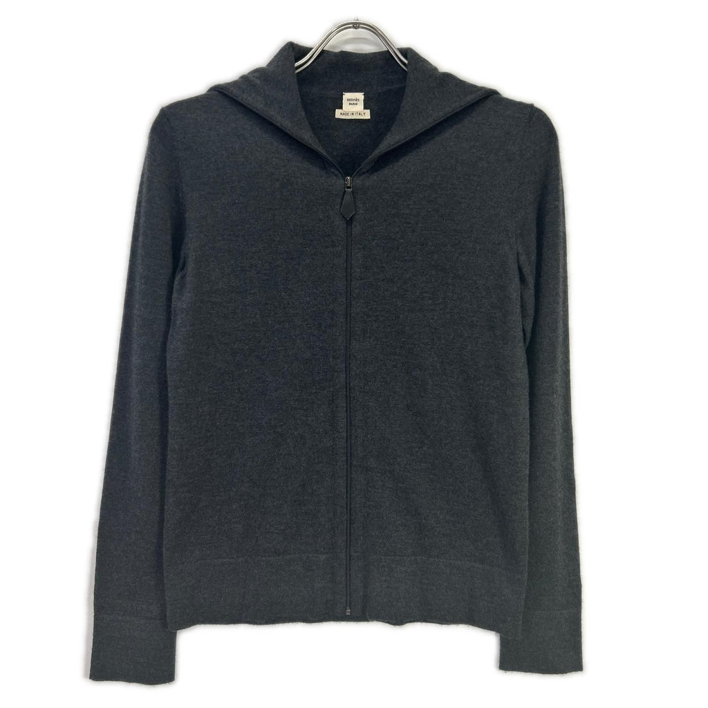 Hermes Gray Cashmere Zip Knit 36 Sweater