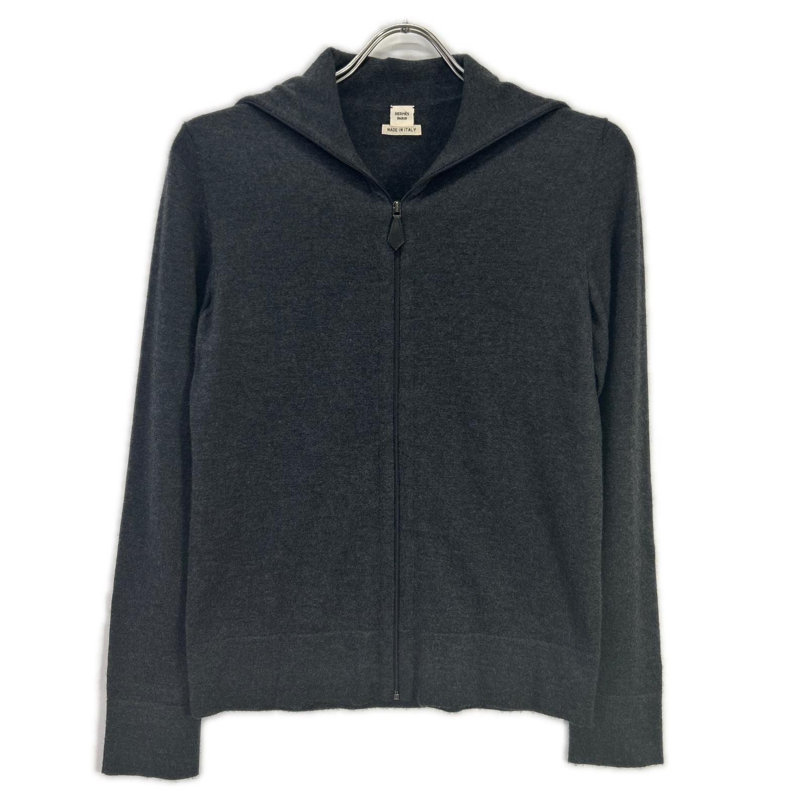 Hermes Gray Cashmere Zip Knit 36 Sweater