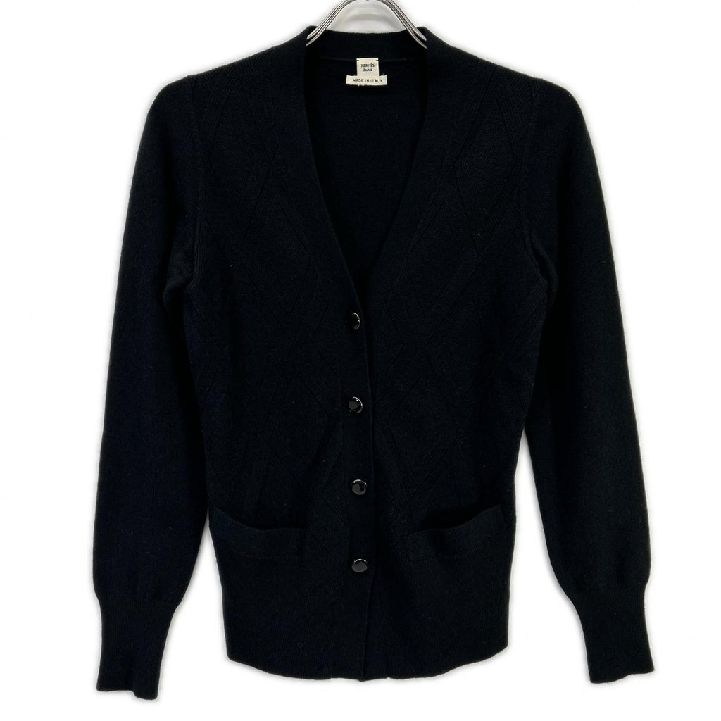 Hermes Black Cashmere Cardigan 36
