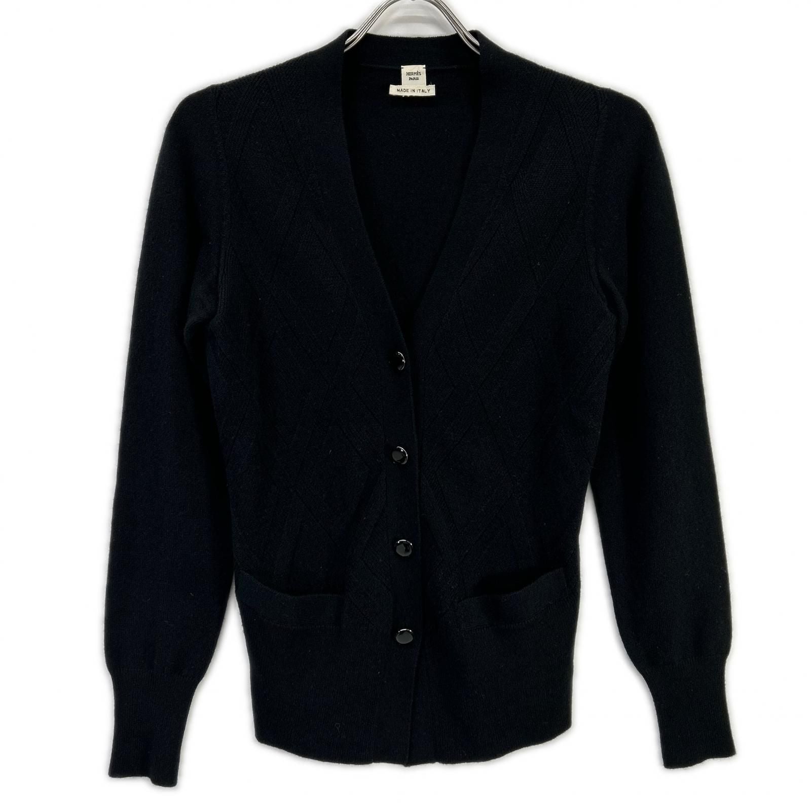 Hermes Black Cashmere Cardigan 36