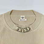 Hermes Chain Decoration Silk Blend Short Sleeve Rib Knit 40 Sweater — view 6