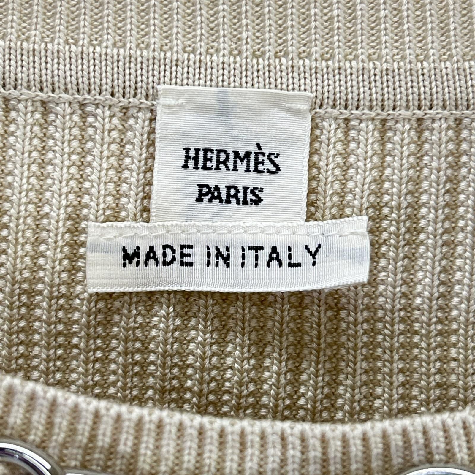 Hermes Chain Decoration Silk Blend Short Sleeve Rib Knit 40 Sweater — view 3
