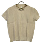 Hermes Chain Decoration Silk Blend Short Sleeve Rib Knit 40 Sweater
