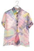 Chanel All Over Pattern Silk Short Sleeve Shirt 34