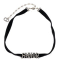 Dior Rhinestone Logo Velvet Choker Necklace