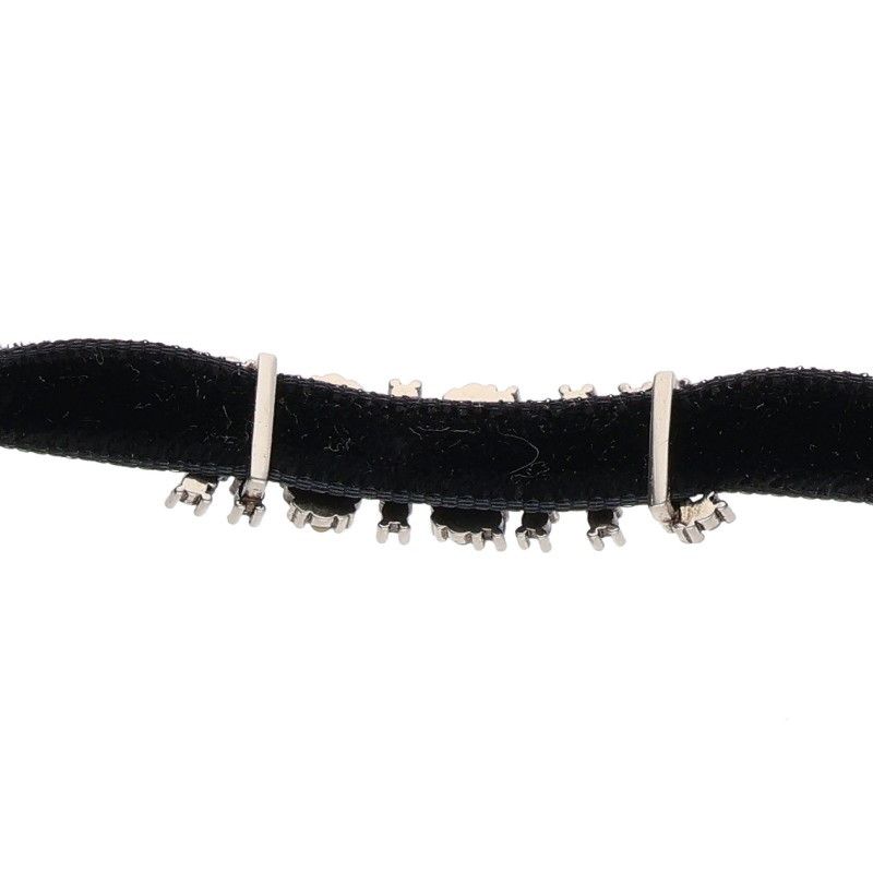 Dior Rhinestone Logo Velvet Choker Necklace — view 3