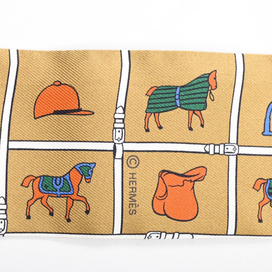 Hermes Scarf Twilly Scarves Brown — view 4