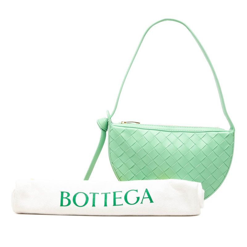 Bottega Veneta Intrecciato Mini Sunrise Shoulder Bag Green Leather