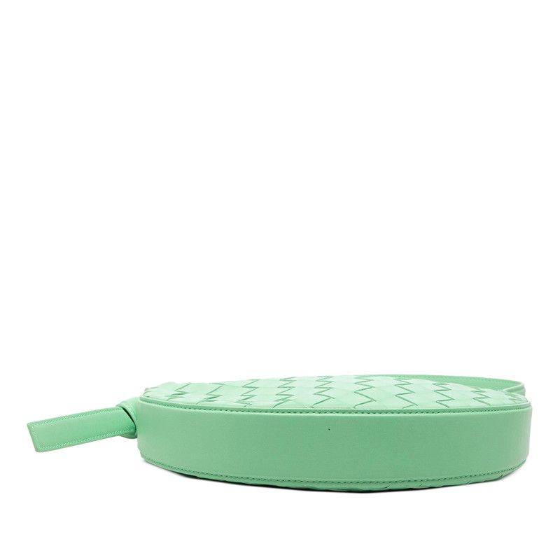 Bottega Veneta Intrecciato Mini Sunrise Shoulder Bag Green Leather
